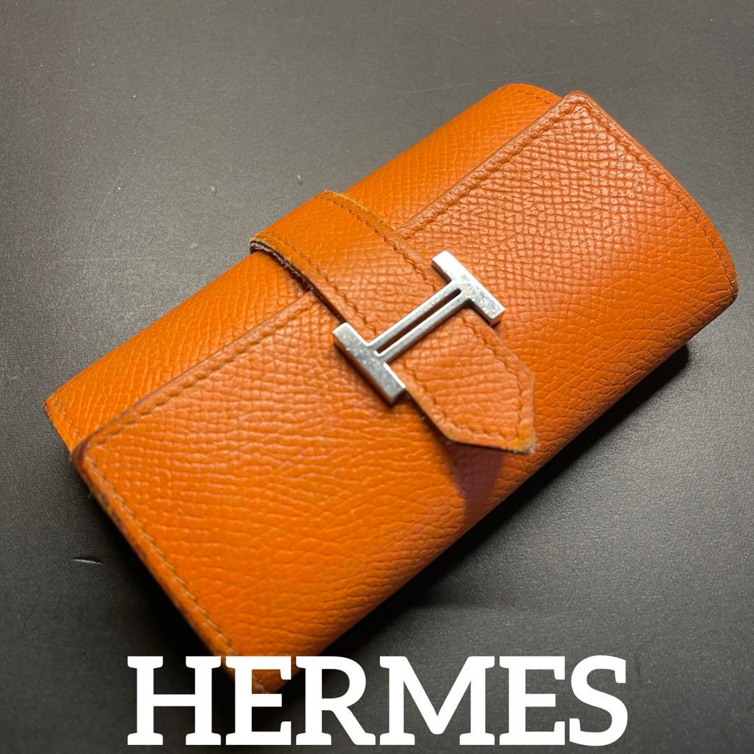 【あんしん鑑定】　HERMES エルメス べアン エルメスオレンジ　□Ｌ刻印