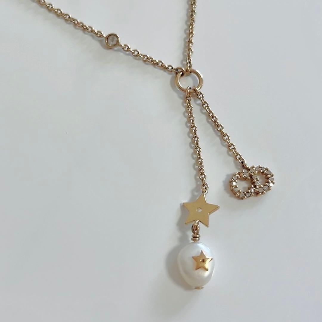 ディオール Christian Dior SHINY-D ネックレス 星 パール