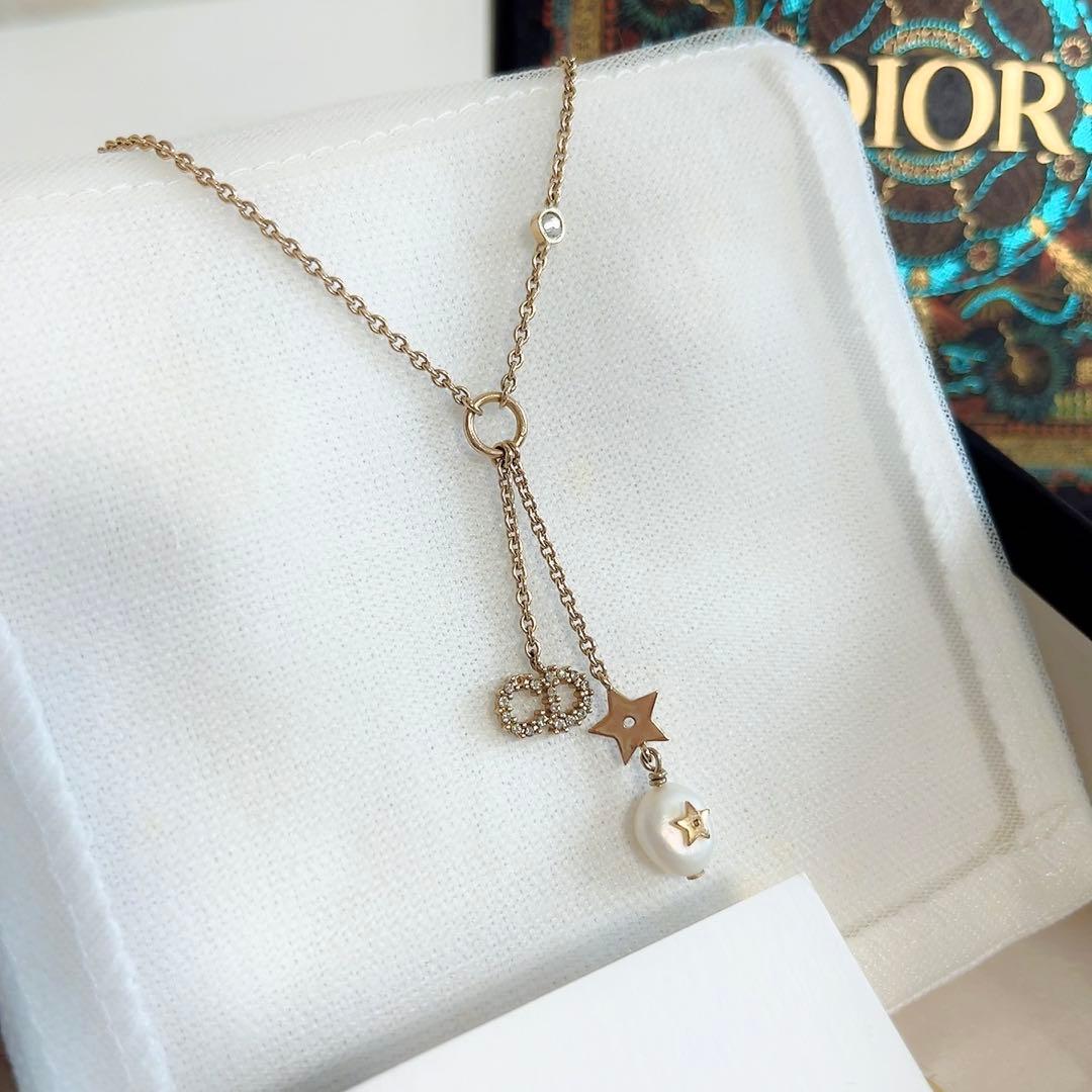 ディオール Christian Dior SHINY-D ネックレス 星 パール