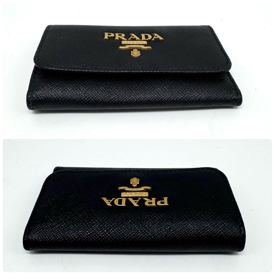 【極美品・付属品完備✨】プラダ キーケース サフィアーノレザー 黒 1PG222