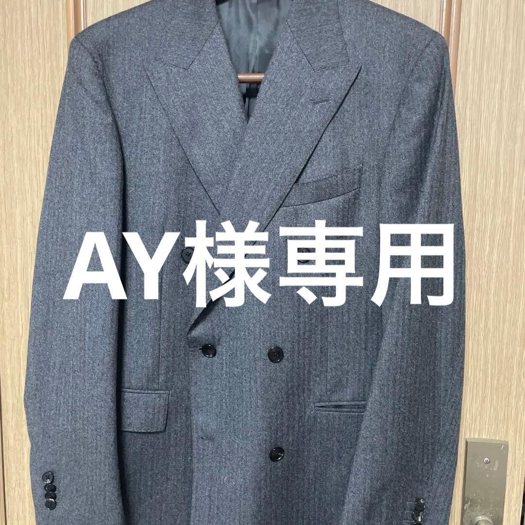 グレー ダブルブレスト ヘリンボーン スーツ