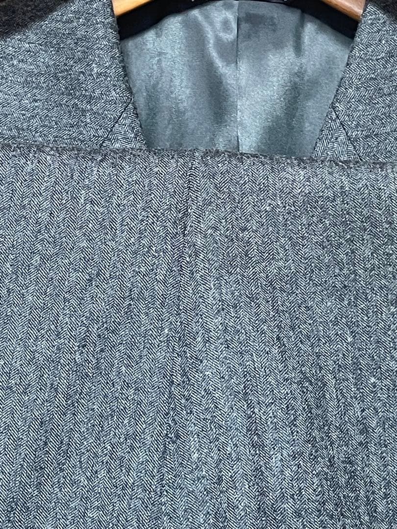 グレー ダブルブレスト ヘリンボーン スーツ