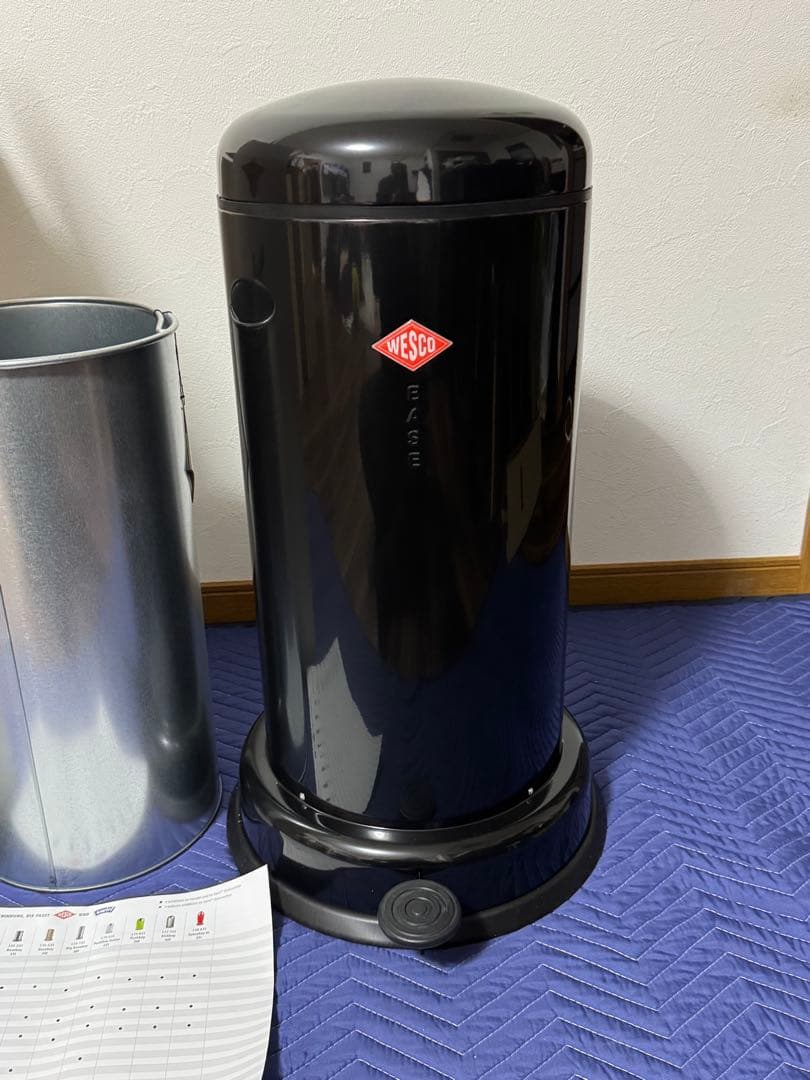 《定価6.5万未使用》ウェスコごみ箱20L ブラック ペダルピン&メタルライナー