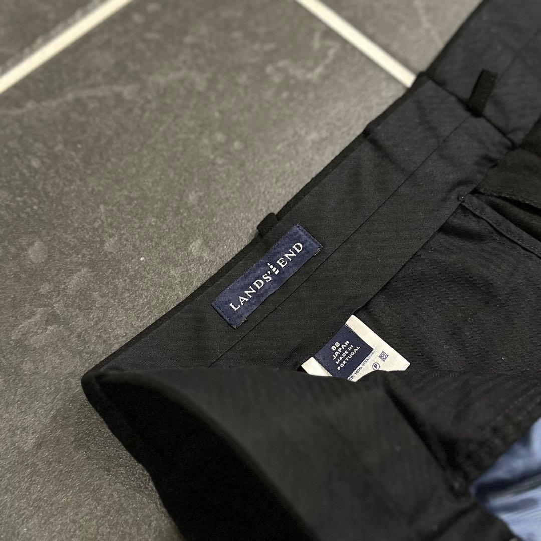 00s Lands’ End 【ウール　フランネル　ツータック　スラックス　黒】