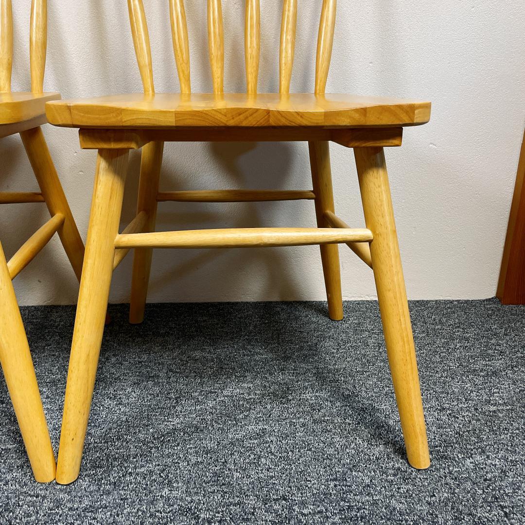 【美品】タンスのゲン　ダイニングチェア 2脚セット 木製　ウィンザーチェア
