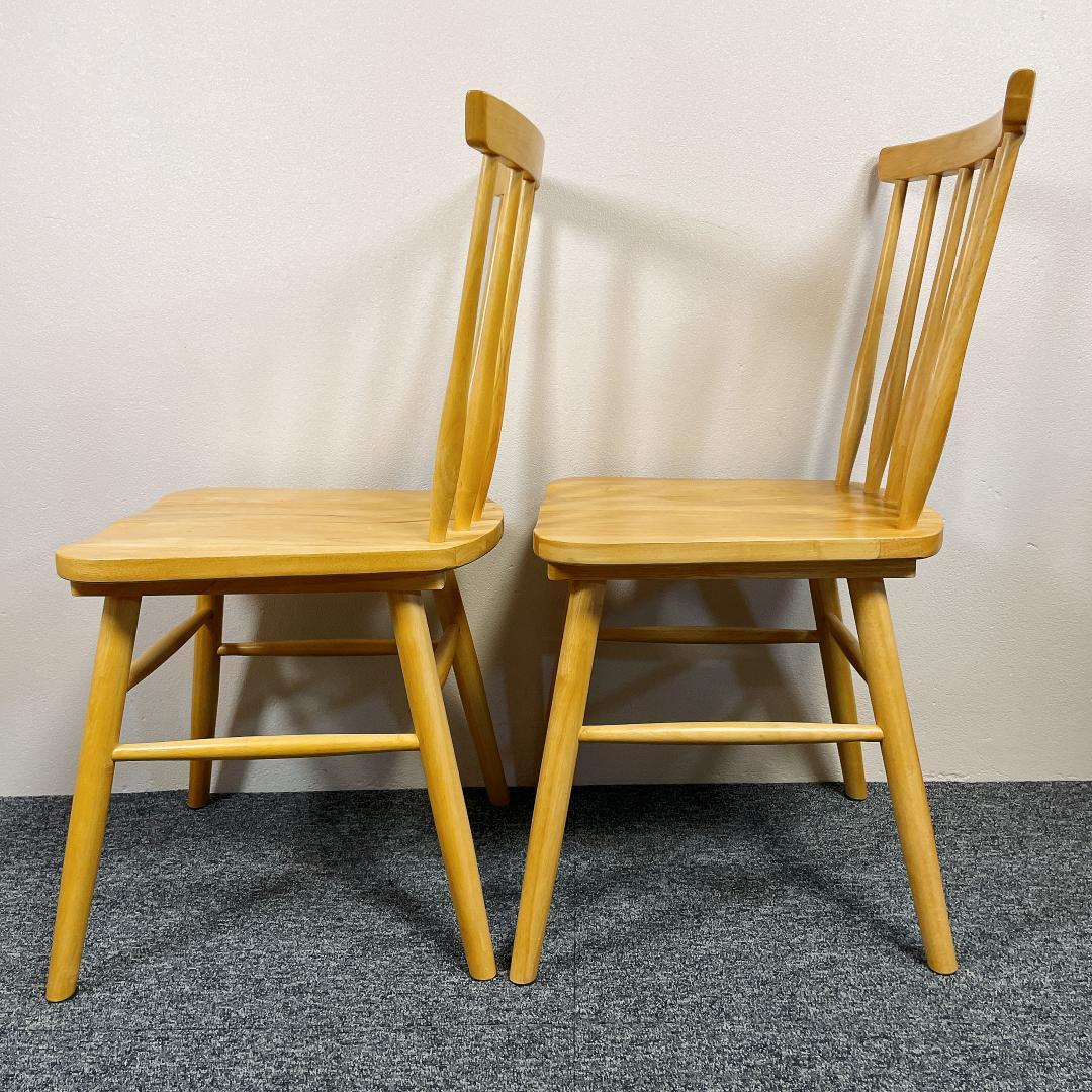 【美品】タンスのゲン　ダイニングチェア 2脚セット 木製　ウィンザーチェア