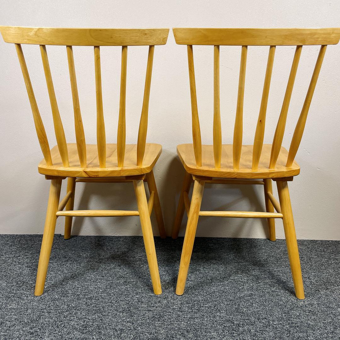 【美品】タンスのゲン　ダイニングチェア 2脚セット 木製　ウィンザーチェア