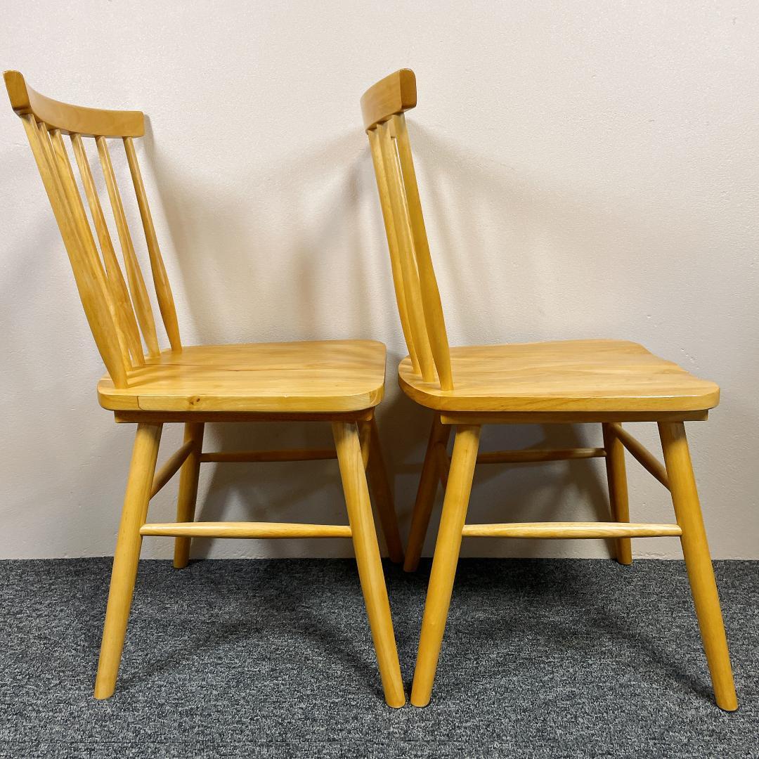 【美品】タンスのゲン　ダイニングチェア 2脚セット 木製　ウィンザーチェア