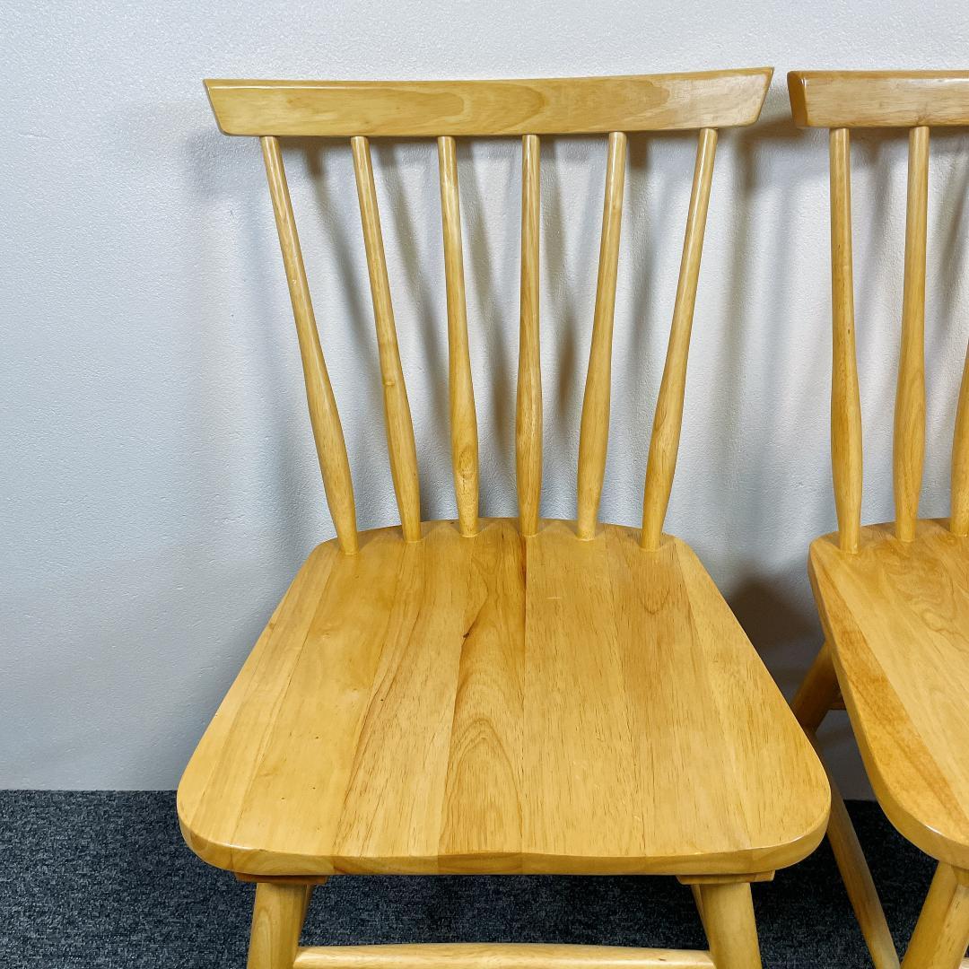 【美品】タンスのゲン　ダイニングチェア 2脚セット 木製　ウィンザーチェア