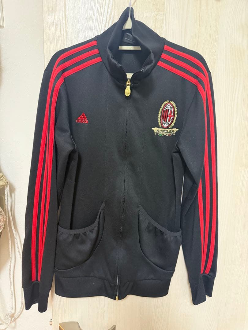 adidas A C MILANジップアップジャケット M 黒/赤