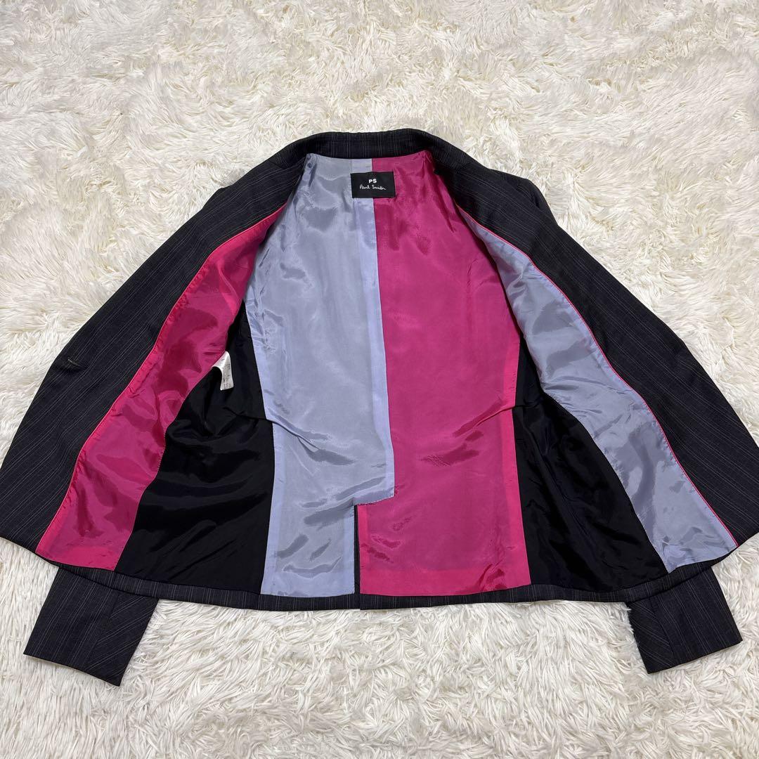 ピーエスポールスミス　セットアップ　ダークグレー　裏地派手　XL相当　42