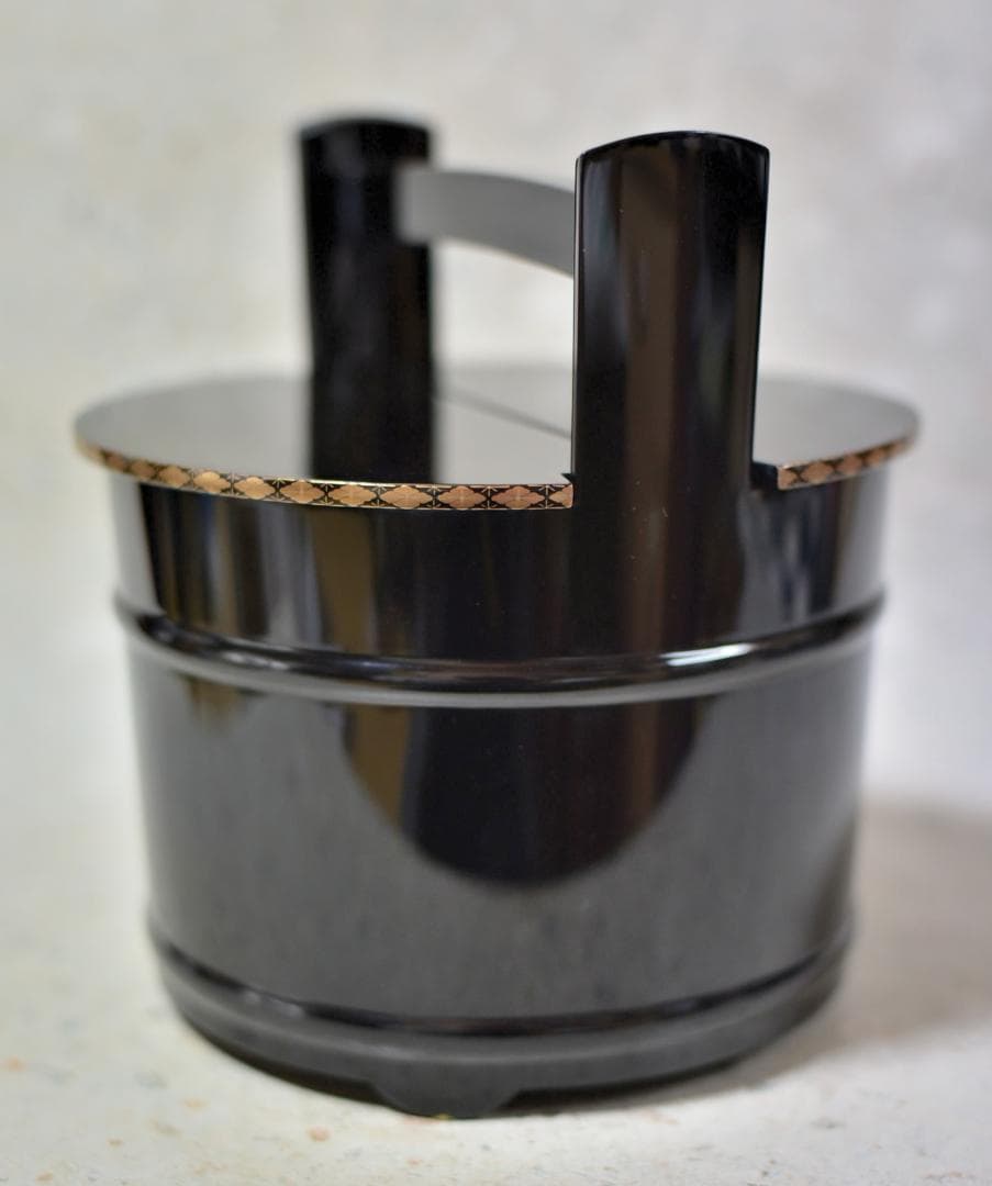 輪島塗　真塗手桶，水指　【極上品】象嵌入り　共箱/お茶道具