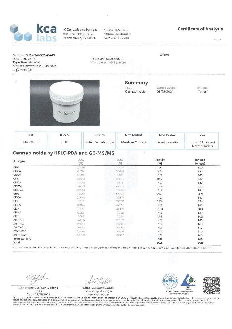 【20G】CBN ディストレート原料 CBD 他3点