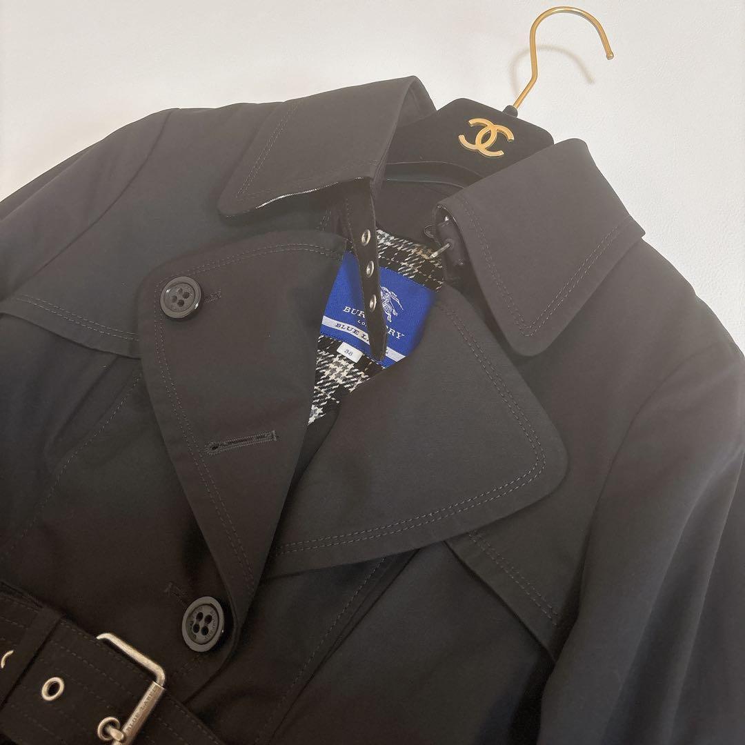極美品☆バーバリーブルーレーベル ライナー付き トレンチコート 黒