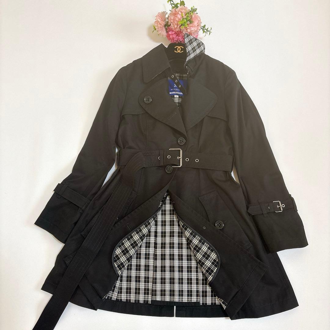極美品☆バーバリーブルーレーベル ライナー付き トレンチコート 黒
