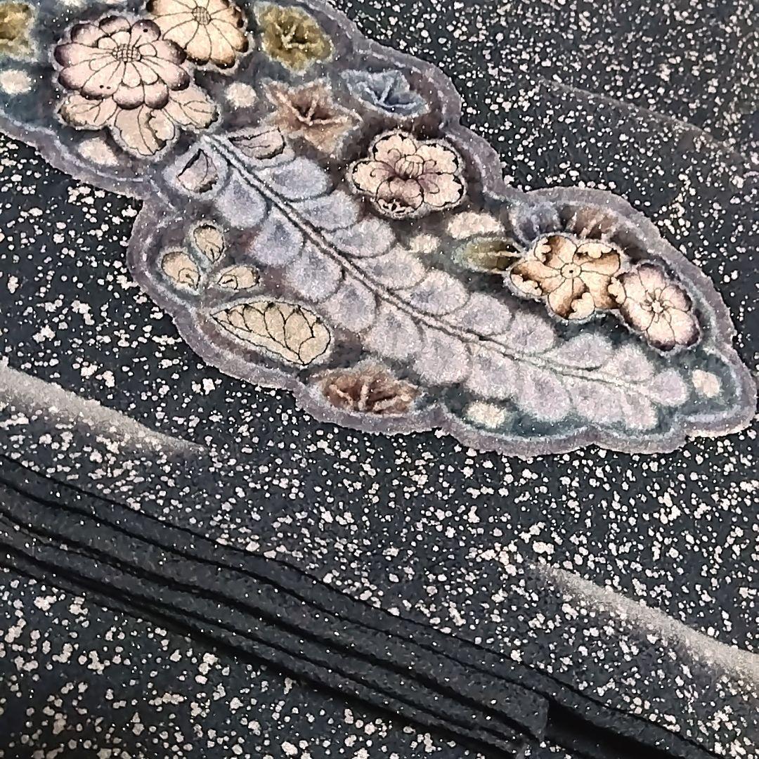 樋熊哲也 紺 青 辻ケ花 辻ヶ花 袋帯 セット 辻が花 作家物 落款 絞り金通し