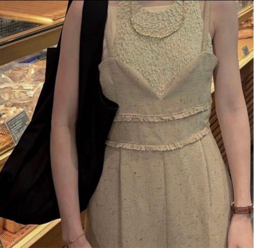 サロペット・オーバーオール・オールインワン Eaphi linen like fringe salopette