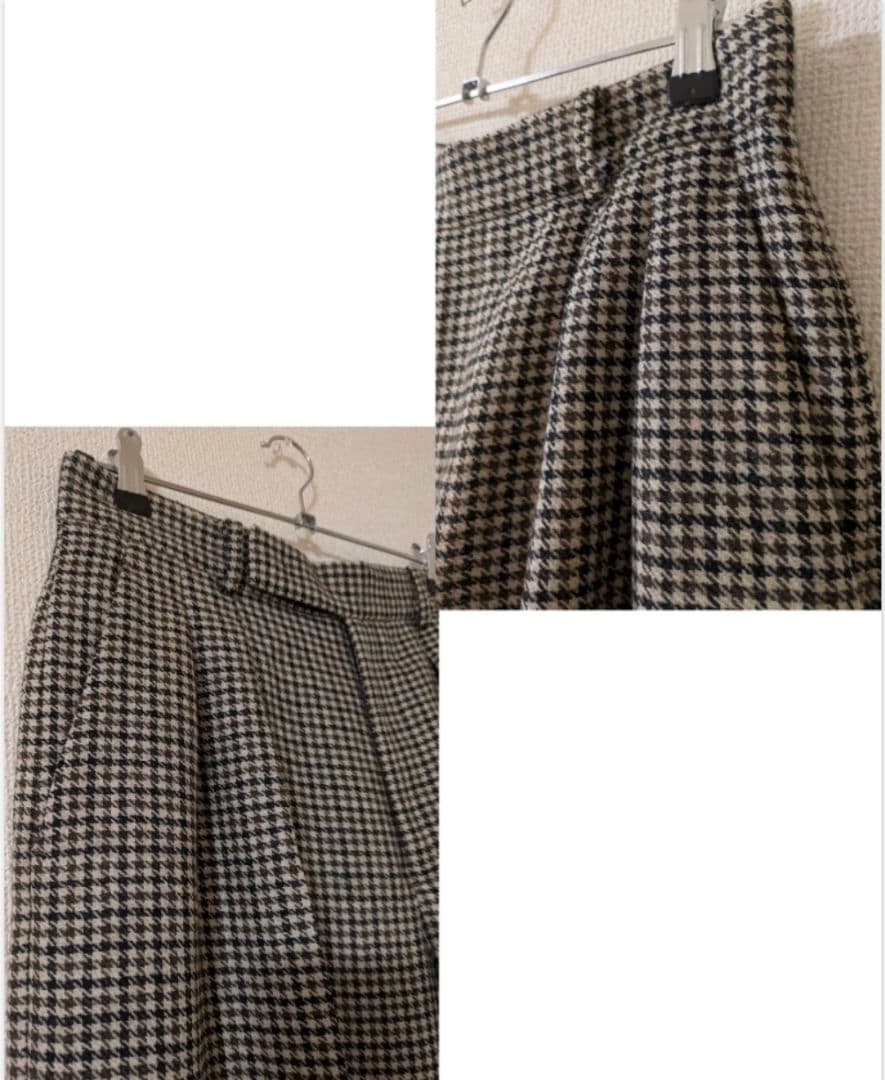 美品　ebure❋エブールチェックワイドタックパンツ❋ロンハーマン
