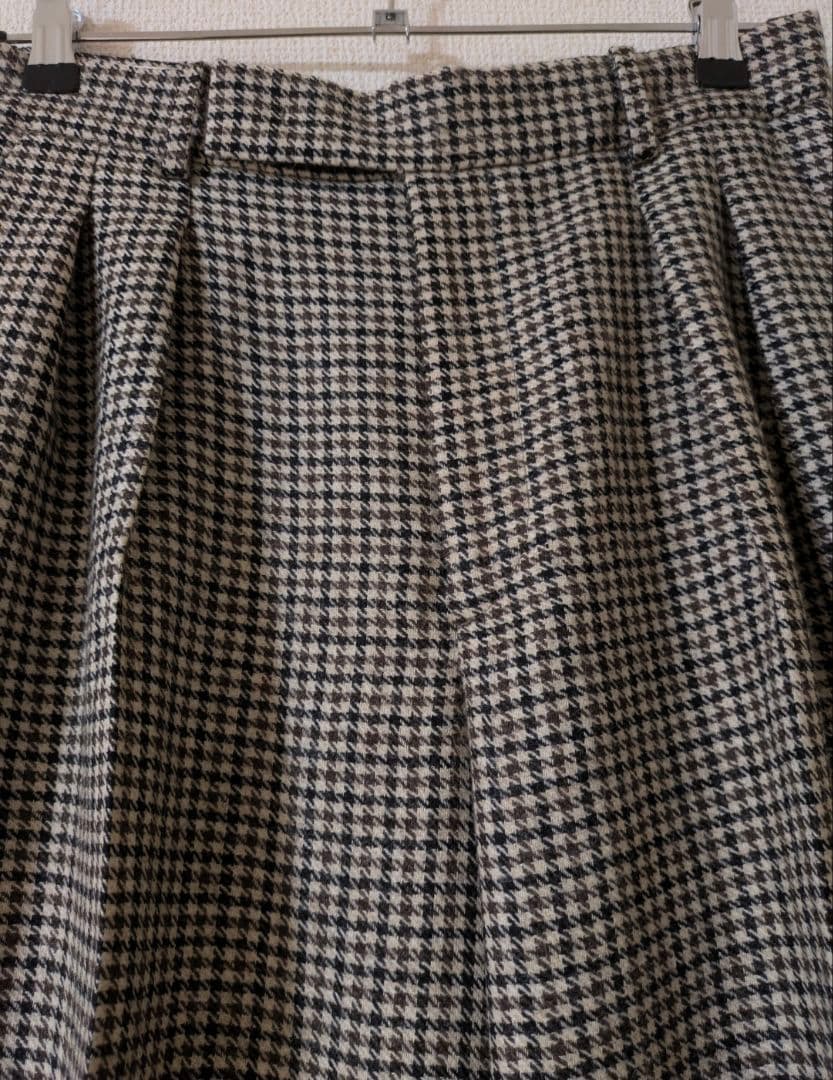 美品　ebure❋エブールチェックワイドタックパンツ❋ロンハーマン