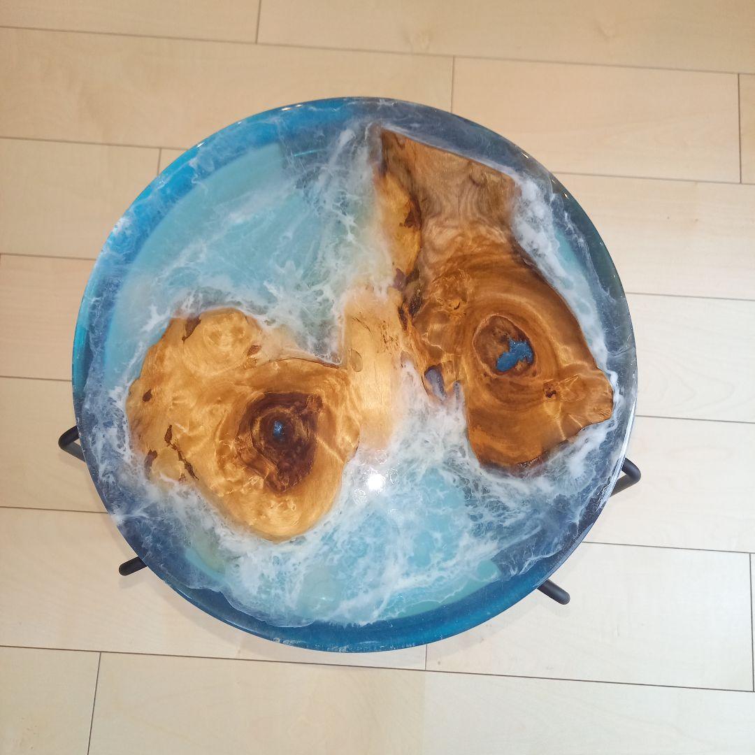 おー　レジンサイドテーブル　樺　瘤