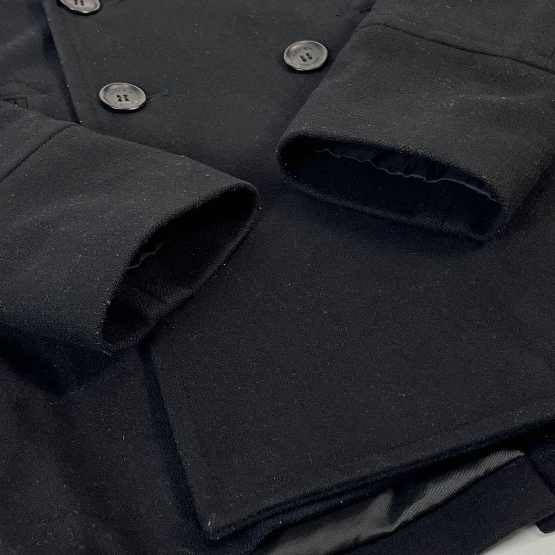 COACH　Pコート　ウール　牛革　ブラック