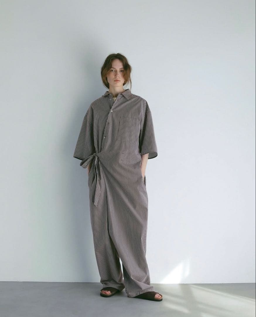 【最安値】ETRE TOKYO ハーフスリーブストライプオールインワン 25SS