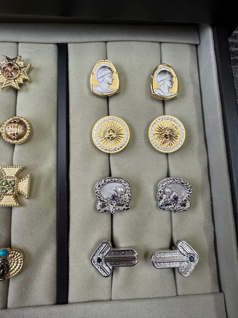 シルバー 金メッキ 925 カフスボタン 12セット