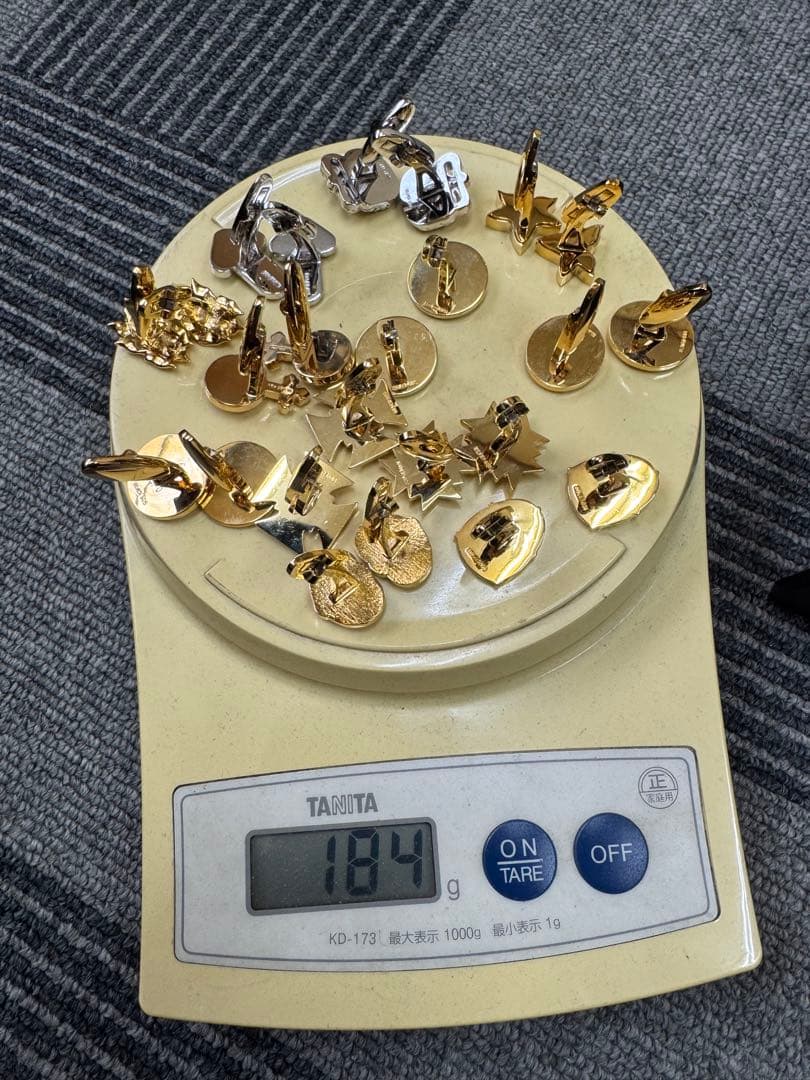 シルバー 金メッキ 925 カフスボタン 12セット