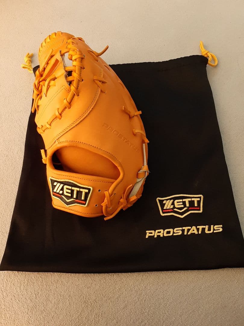 ZETT PROSTATUS 硬式グローブ オレンジ 収納袋付き　左利き