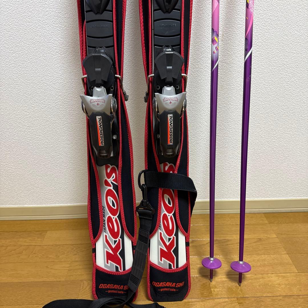 OGASAKA スキー板 『覇』Keos 155cm 赤黒 + 紫スキー用ポール