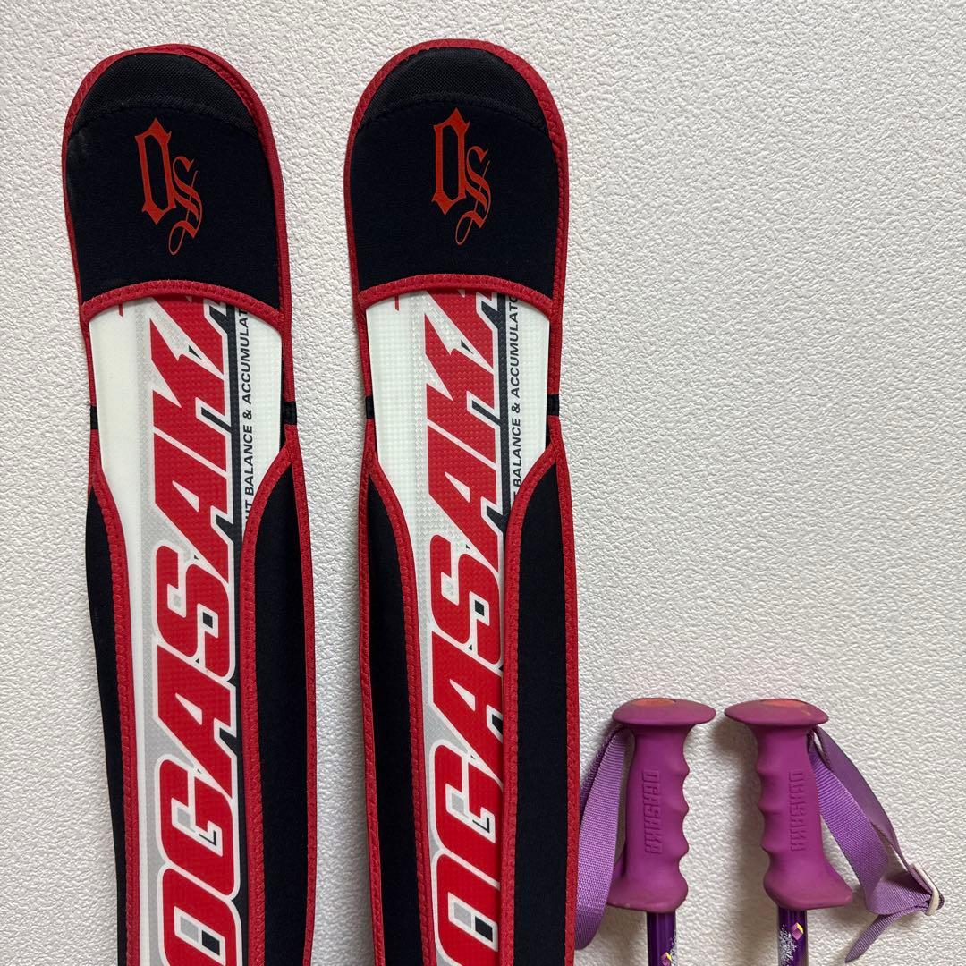 OGASAKA スキー板 『覇』Keos 155cm 赤黒 + 紫スキー用ポール