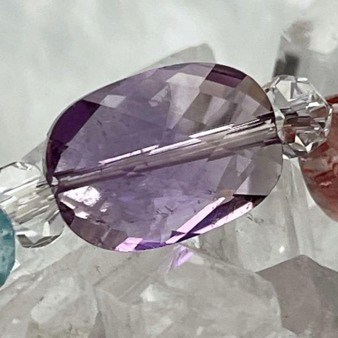 カザフスタン産ストロベリークォーツ苺＆ラリマー桜型天然石ブレスレット