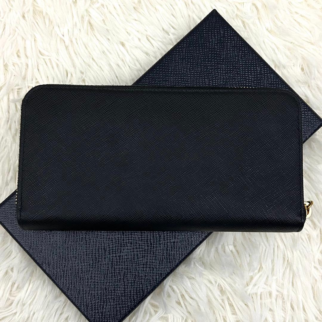 ［極美品］PRADA ハート バイカラー ロゴ ロングウォレット 長財布
