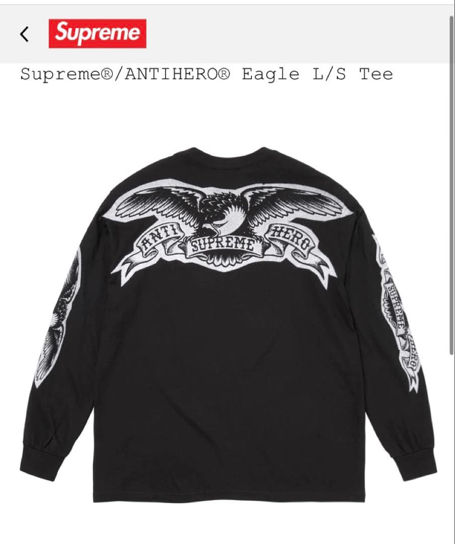 トップス Supreme x ANTIHERO Eagle L/S Tee \"Black\"