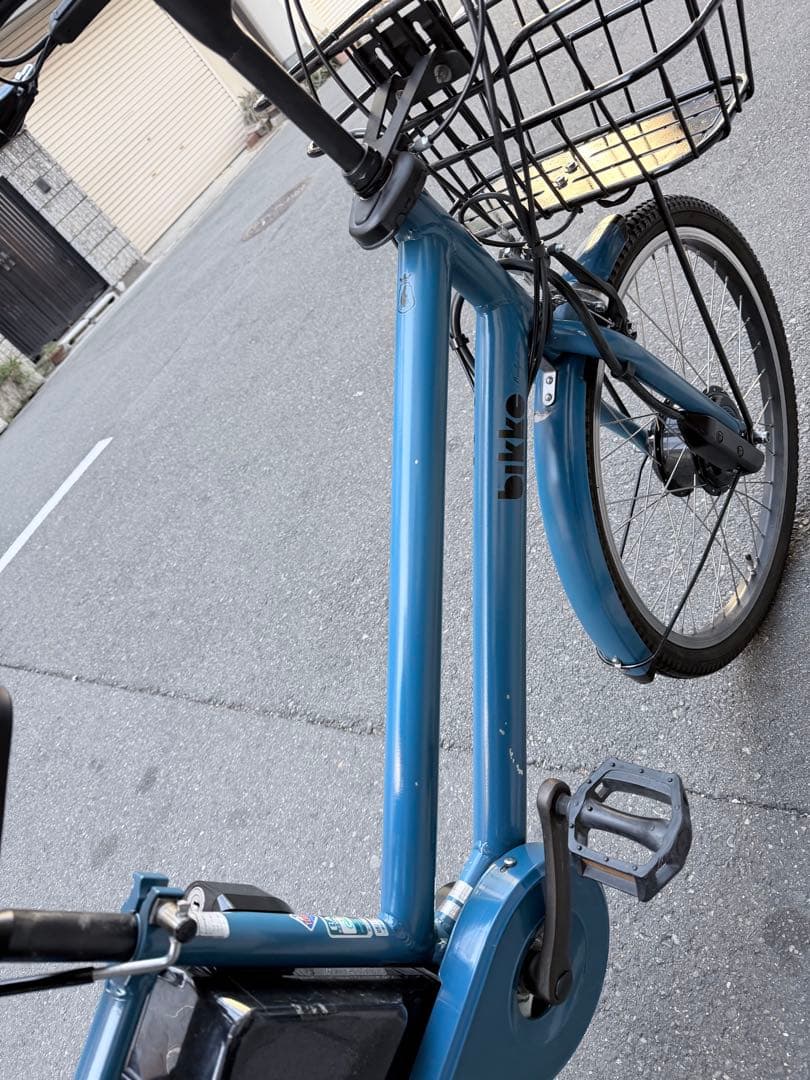 大阪府　子供乗せ　ブリヂストン　電動アシスト自転車 チャイルドシート付き 青