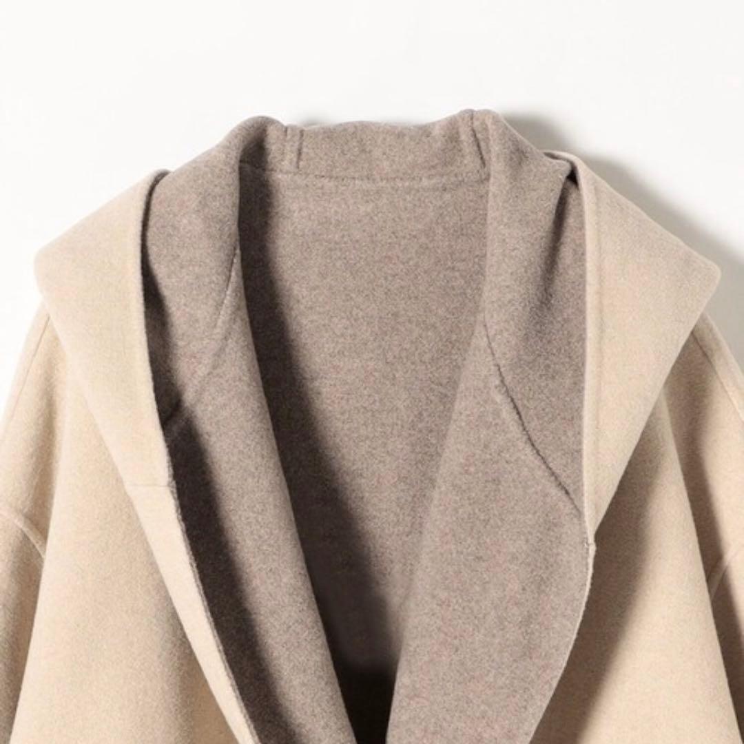 12/5まで　SHIPS any ノーカラーコート　フード　ジャケット ベージュ