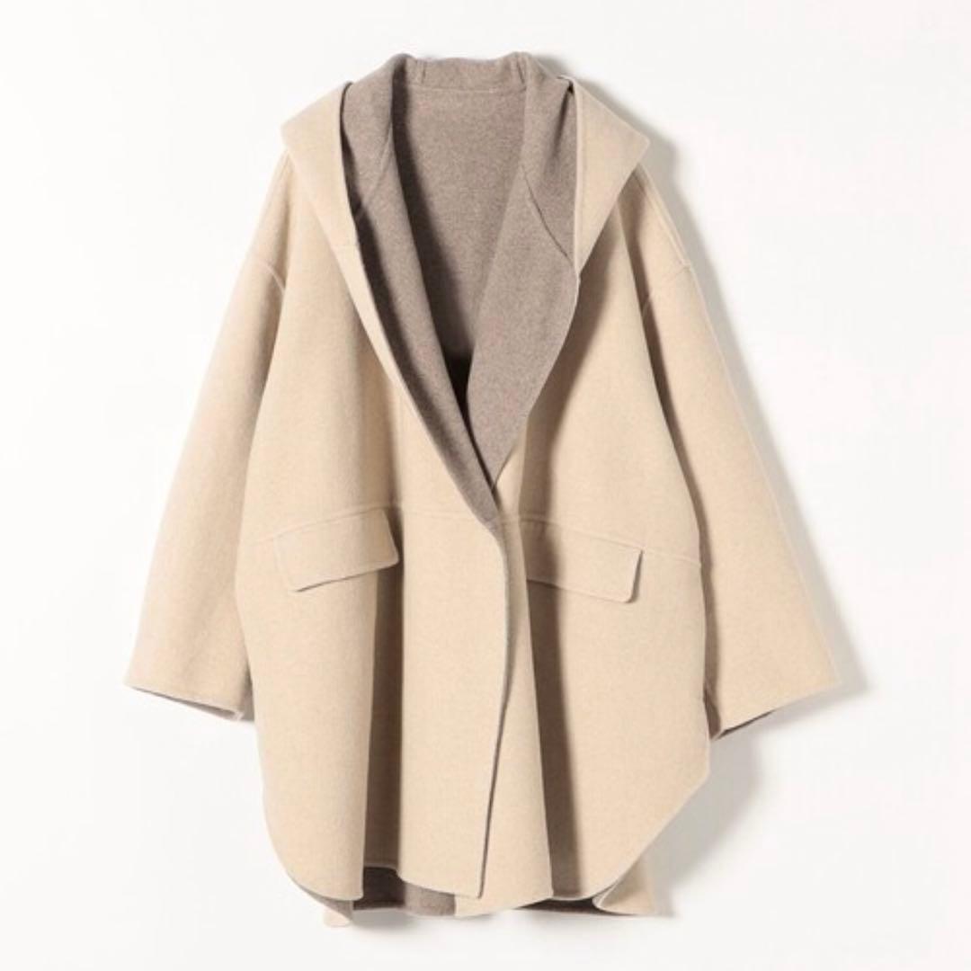 12/5まで　SHIPS any ノーカラーコート　フード　ジャケット ベージュ