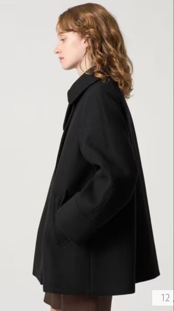 まぐ様)Steven Alanウール カシミヤ テント ショートコート黒