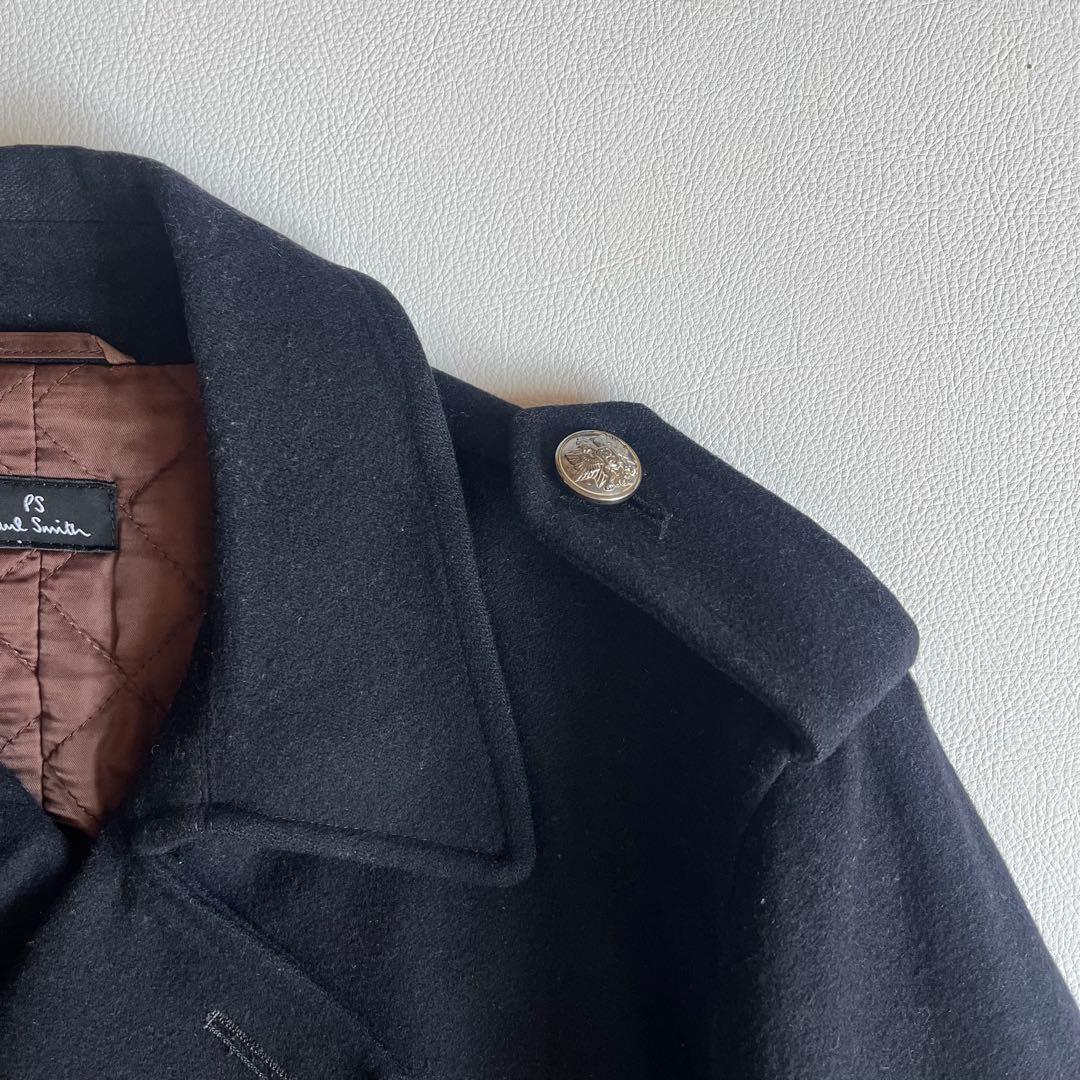 ポールスミス　カシミヤ　ピーコート　ナポレオン　キルティング　メタルボタン　刻印
