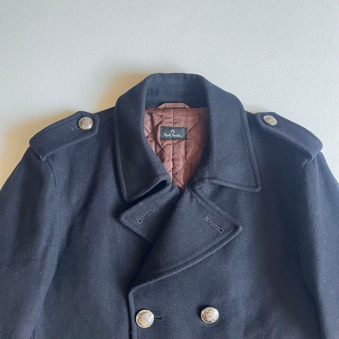 ポールスミス　カシミヤ　ピーコート　ナポレオン　キルティング　メタルボタン　刻印