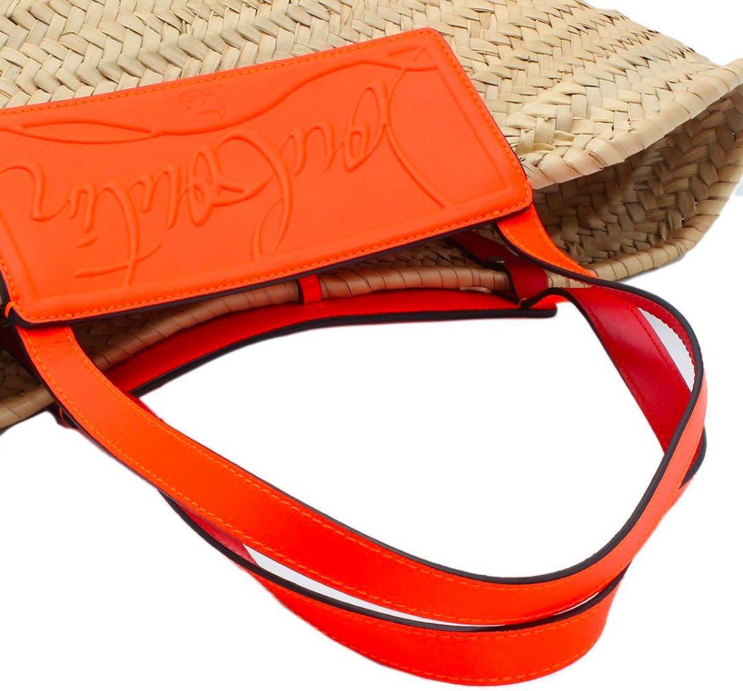 G2937 未使用 クリスチャンルブタン ルビショア ラフィア レザーカゴバッグ