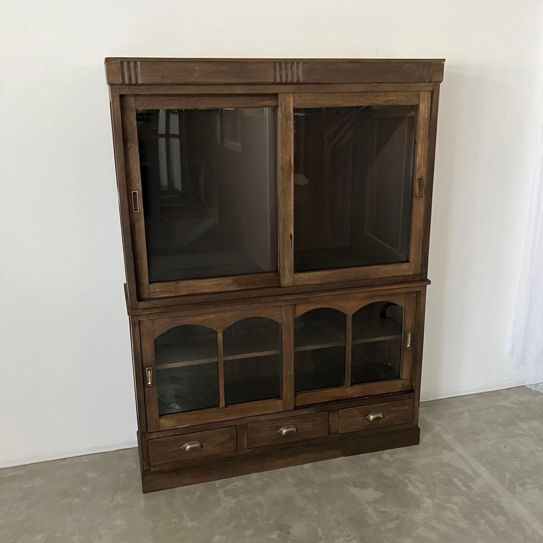 レトロ　ヴィンテージ　古家具　古道具　収納棚　食器棚　シェルフ　ガラス棚