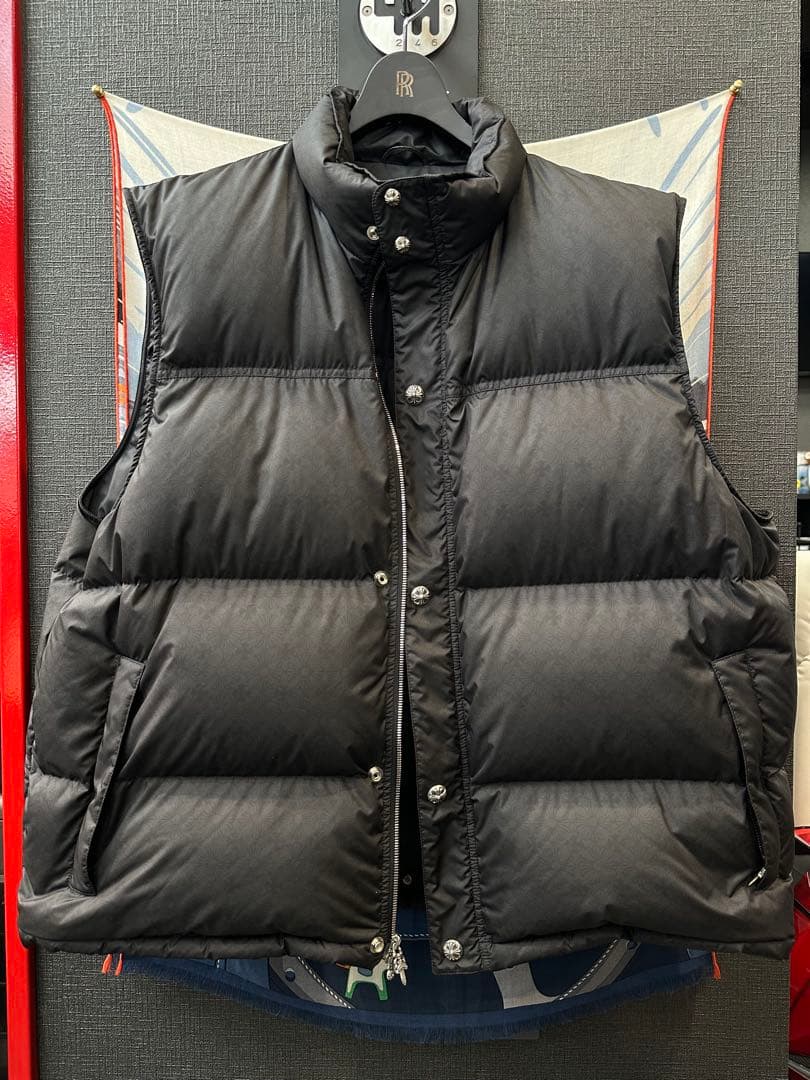 Hal847 極美品 クロムハーツ ブラック キルティングダウンベスト