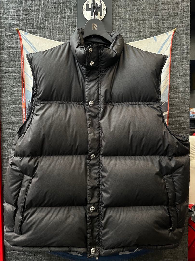 Hal847 極美品 クロムハーツ ブラック キルティングダウンベスト