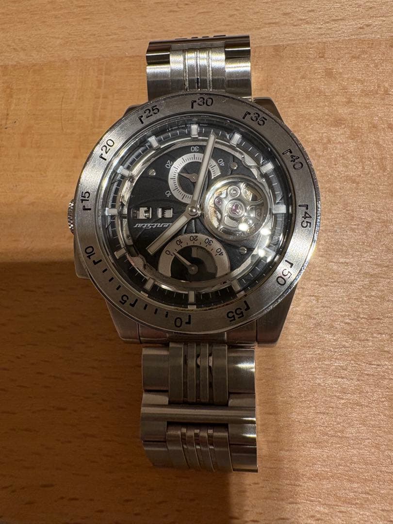 自動巻き クロノグラフ 腕時計 ブラック/シルバー