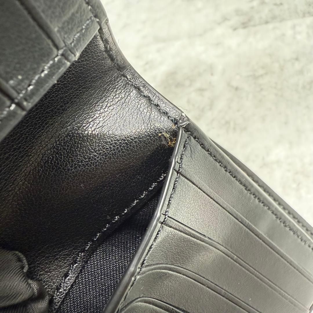 【美品】COACH コーチ 折り財布 PVC ブラック シグネチャー メンズ