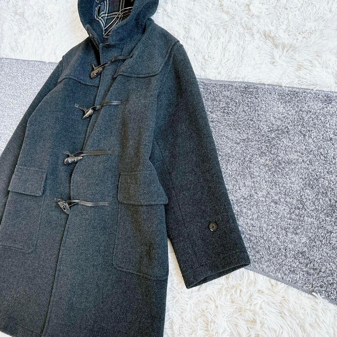 美品　バーバリーブラックレーベル　ダッフルコート　ロング　チェック柄　ウール　L