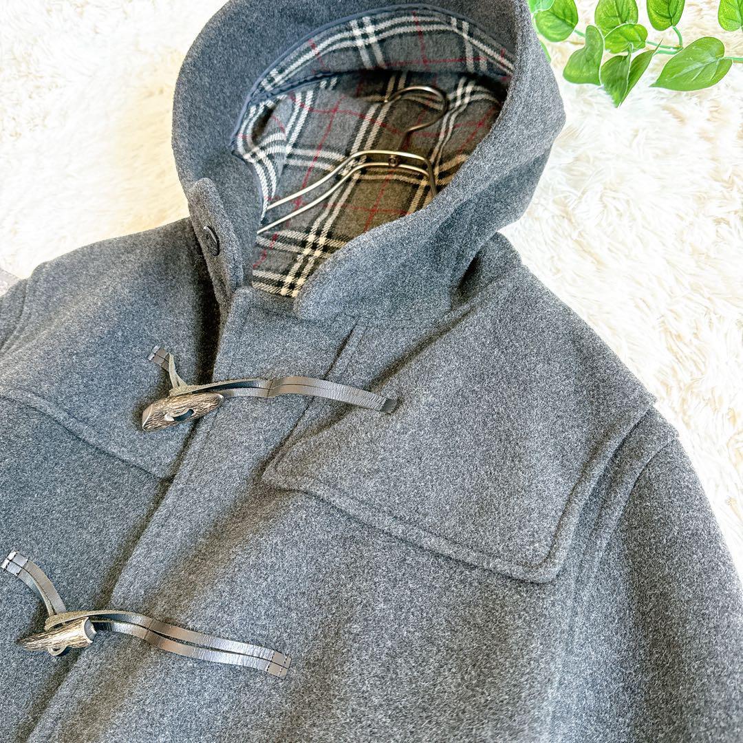 美品　バーバリーブラックレーベル　ダッフルコート　ロング　チェック柄　ウール　L