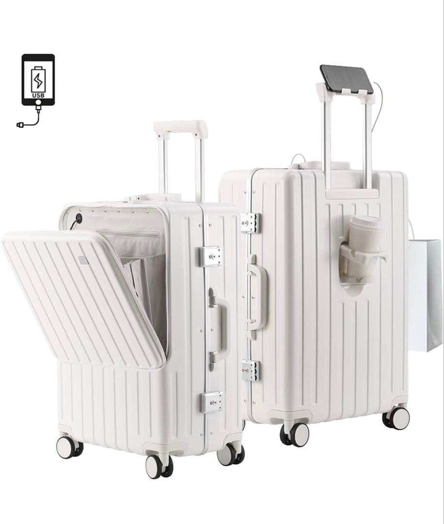 ホワイトキャリーケース Sサイズ　約40リトル　TSAロック