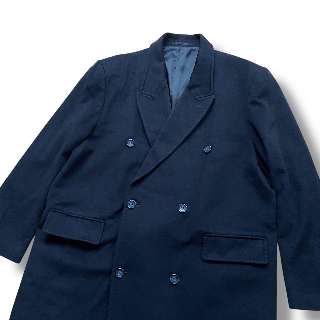 極上品カシミヤ 100% ロング ダブルチェスターコート 大きいサイズ 2XL
